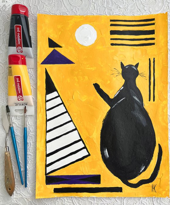 Kandinsky Cat Original Painting