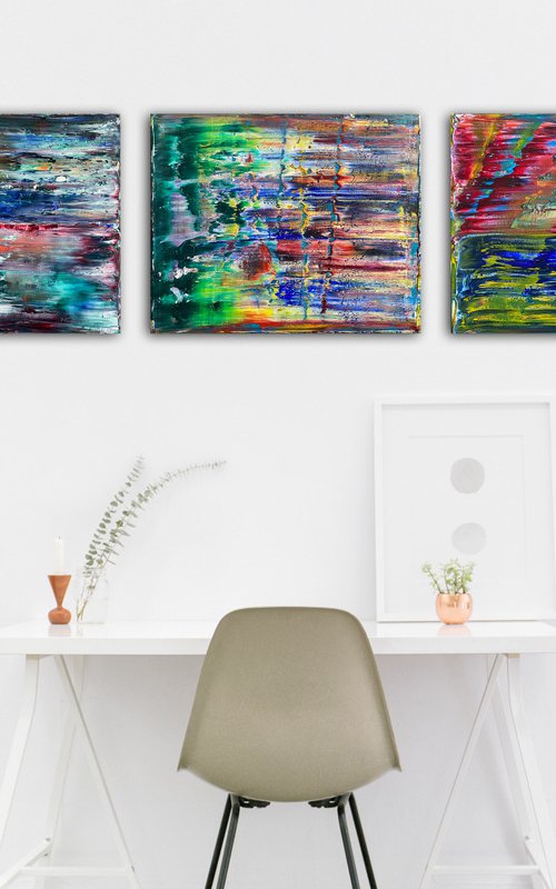 "Look What The Wind Blew In" - Save As A Series - Original PMS Oil Painting Triptych on Canvas- 60 x 16 inches by Preston M. Smith (PMS)