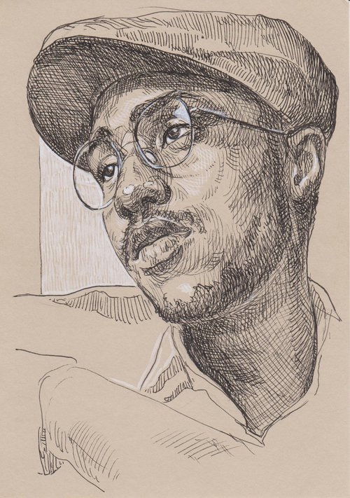 Black man in cap by Katarzyna Gagol