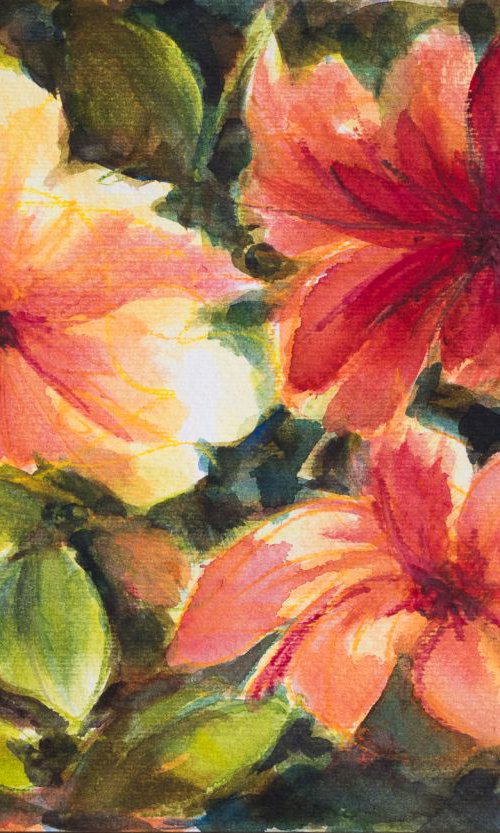 "Flowers" - small size on paper - 23X33 cm by Fabienne Monestier