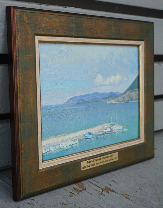 Cloudy. Yachts in the Bali port