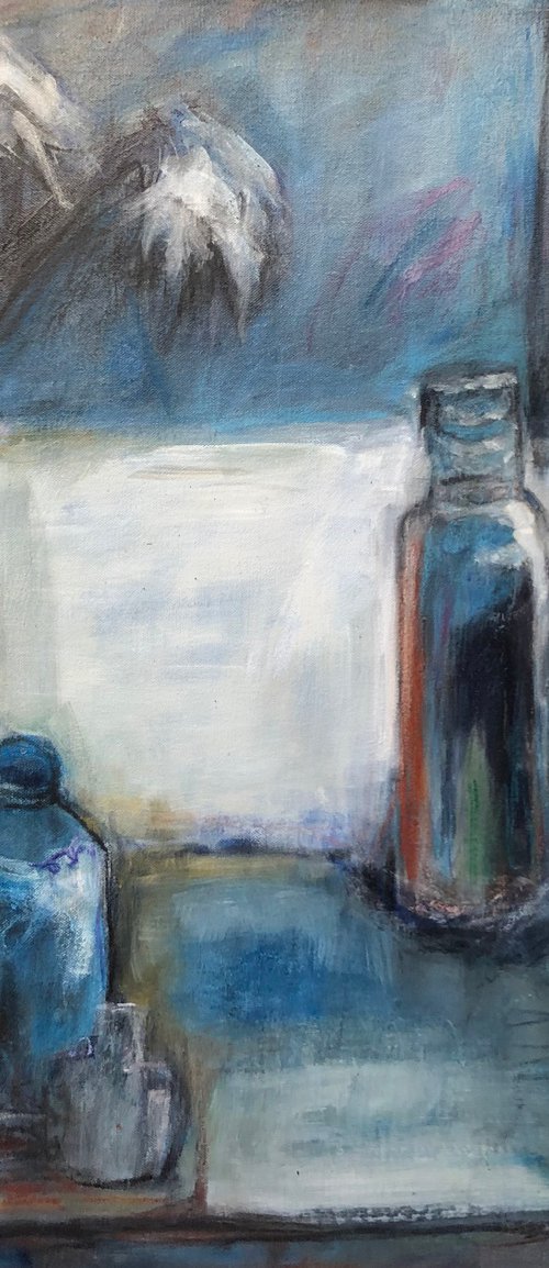 BLUE STILL LIFE PAINTING by Maureen Finck