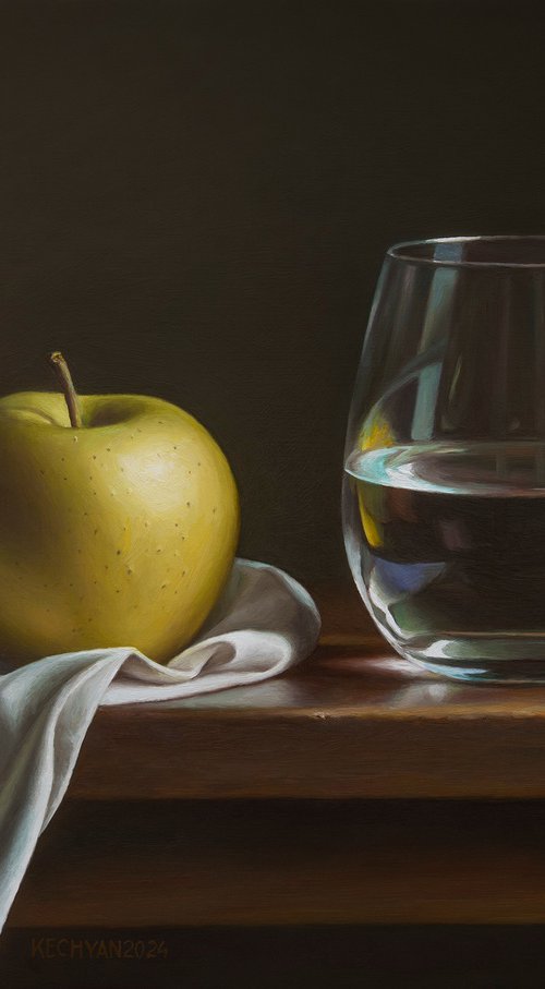 Apple with a glass by Albert Kechyan