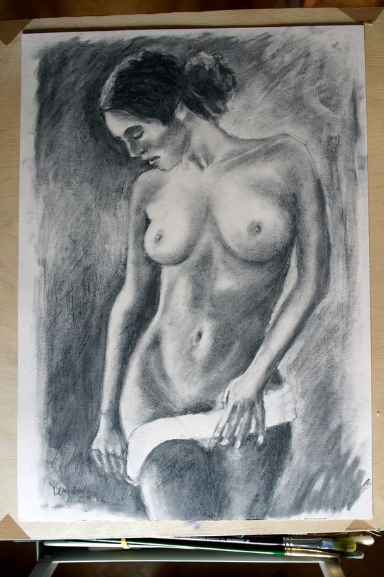 Female Figure #69 Charcoal