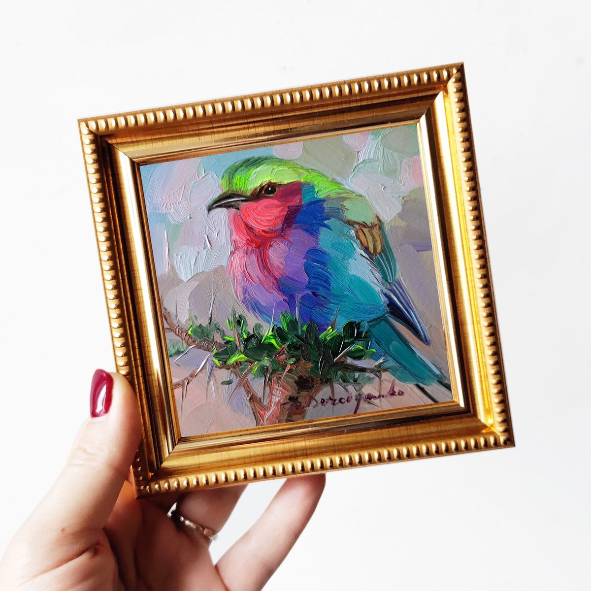 Bird painting colorful by Nataly Derevyanko