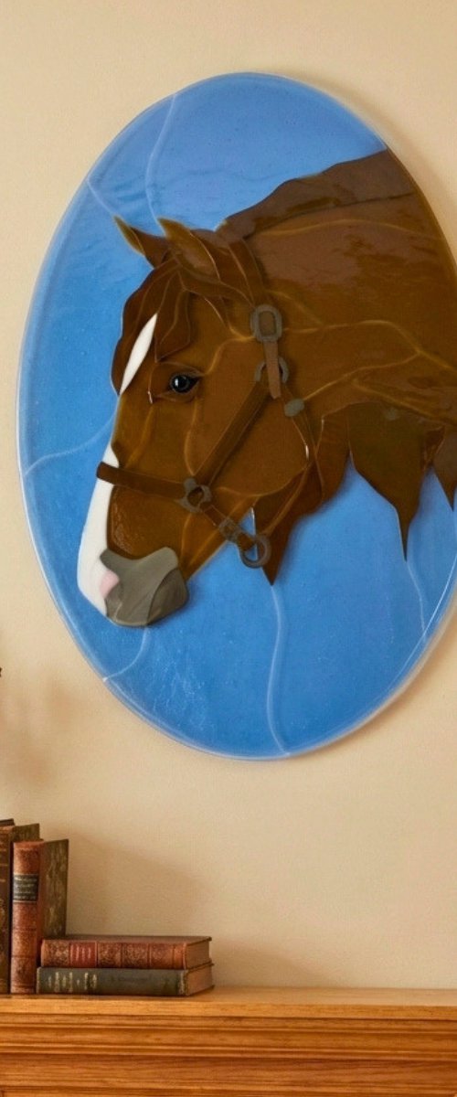 Fused Glass Horse Wall Art by Oksana Saladino