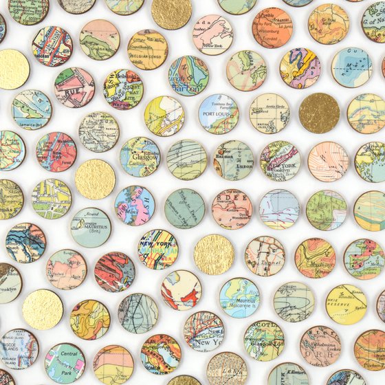 Circle of Map dots 3d collage