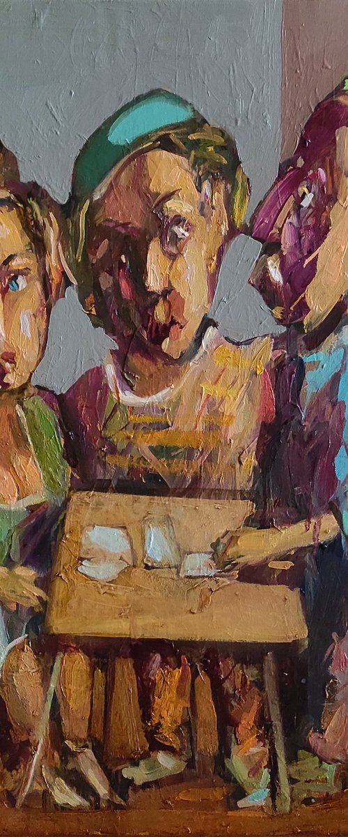 Gamblers (60x50cm, oil painting, ready to hang) by Mihran Manukyan