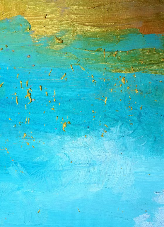 Turquoise and gold sky (50x60cm)