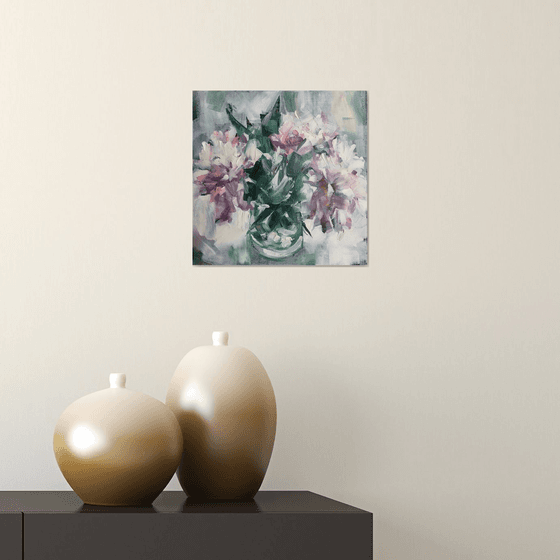 Bouquet of peonies. one of a kind, handmade artwork, original painting.