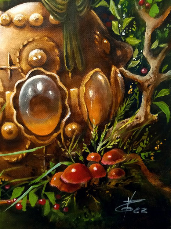 My amber treasure - original acrylic on canvas 33 x 24 cm / 13 x 9.5 inches