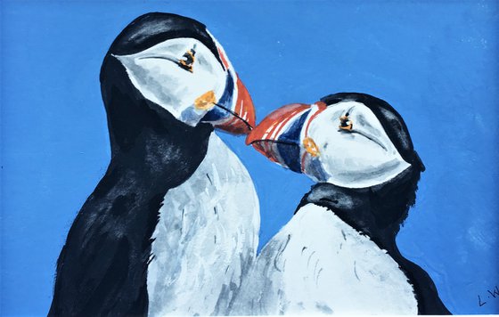 Kissing Puffins