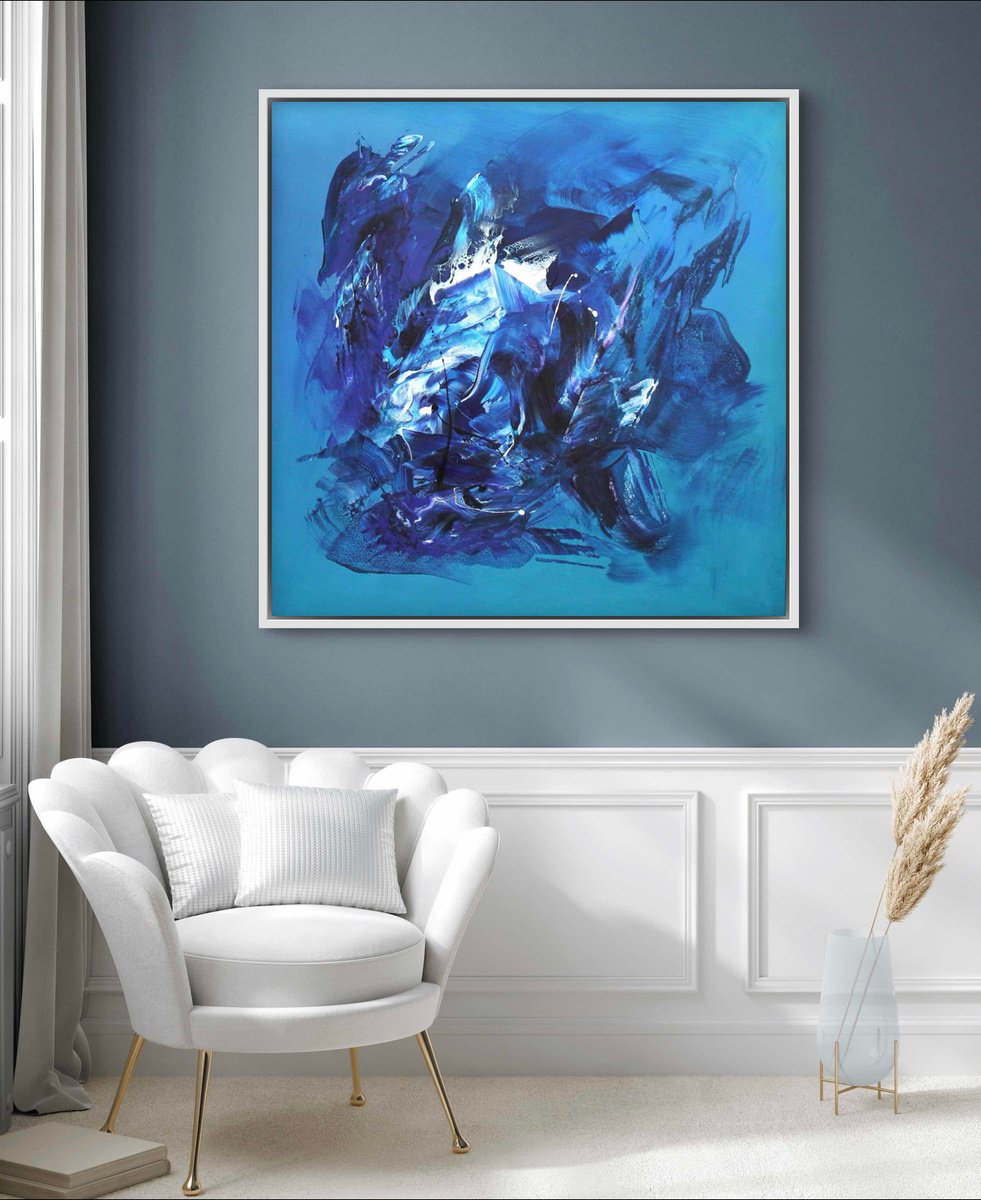 Expressive Abstract Acrylic Painting By Paresh Nrshinga Frsa, 40 X 40", Emotions, Original Artwork