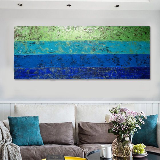 Blue & Green Stripes / 152 cm x 60 cm