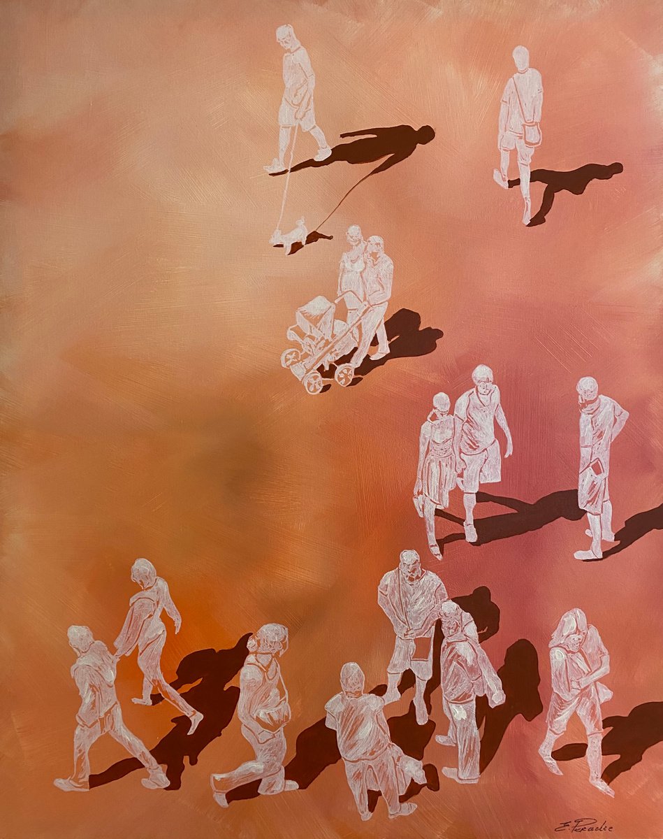 Abstract Portrait Acrylic Painting By Eka Peradze, 31 X 39, Action.3D Everyday Life. Eka Peradze Art, Original Artwork