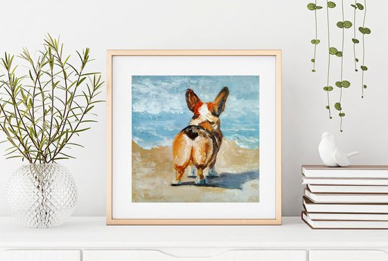 Corgi Painting Original Art Dog Artwork Corgi Butt Wall Art