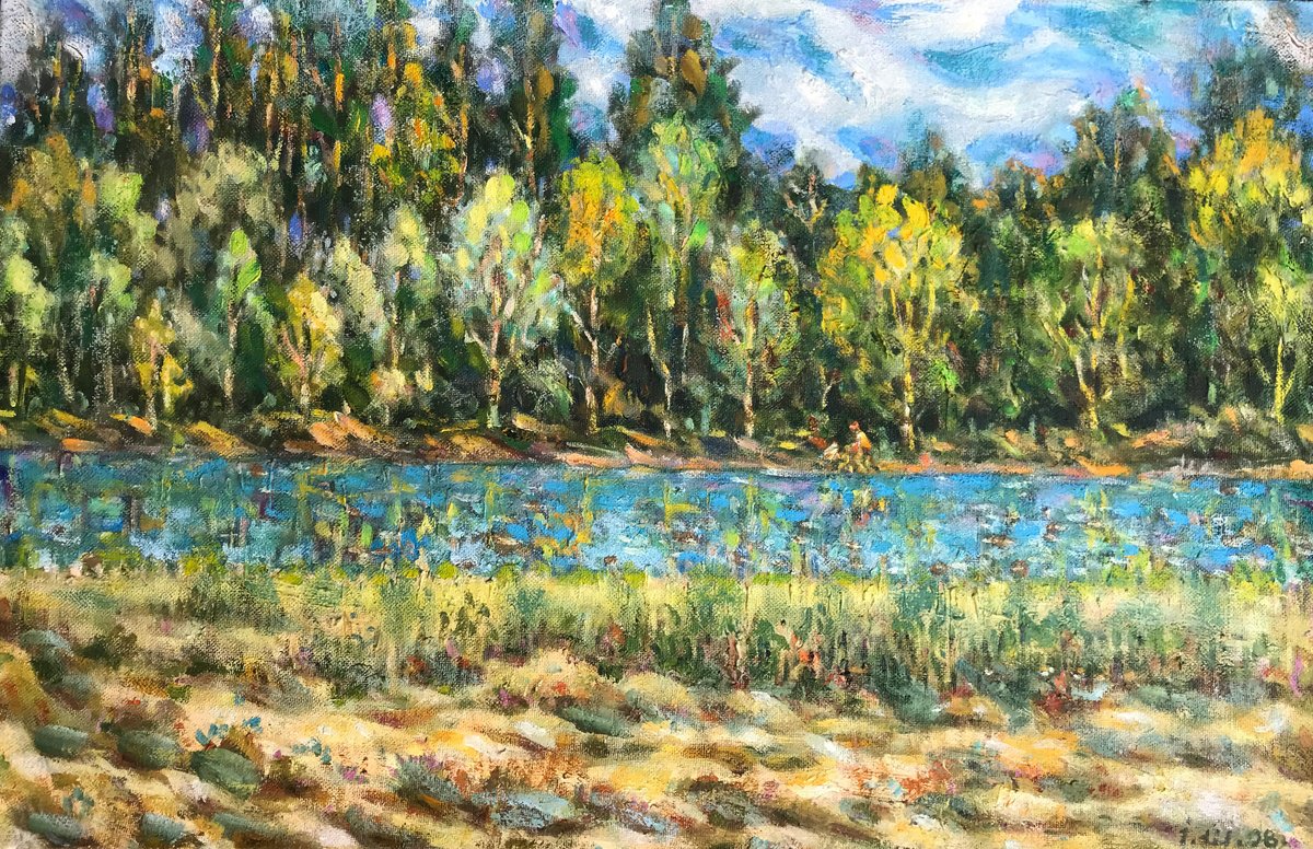 Impressionistic Landscape Oil Painting By Ivan Shapoval, 28 X 18, The Village Of Mykhailivka, Original Artwork