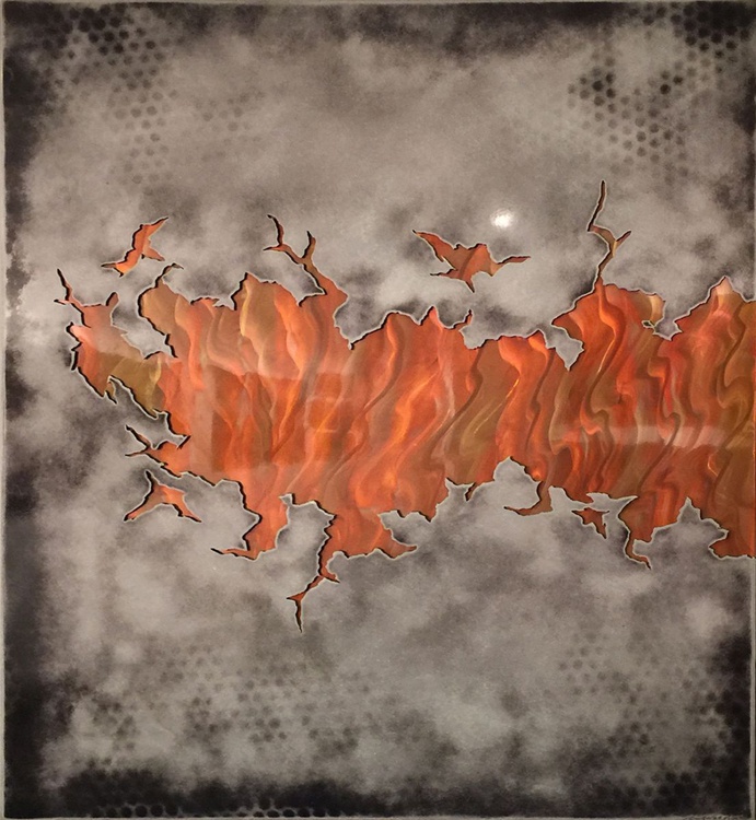 Torched Copper Artwork Fire Within Composition Artfinder
