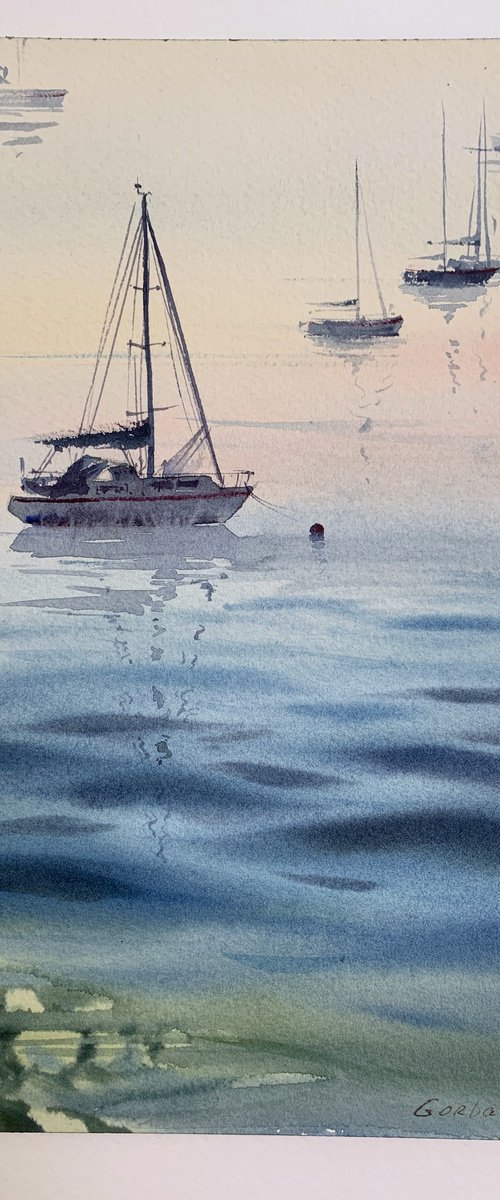 Yachts at sea #8 by Eugenia Gorbacheva