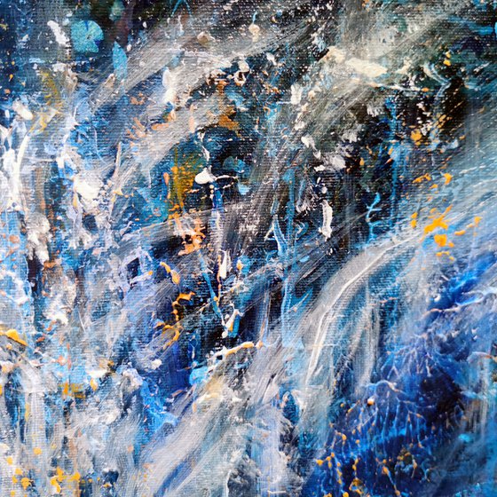 Large XXL enigmatic metaphysical blue abstract angel composition by master KLOSKA