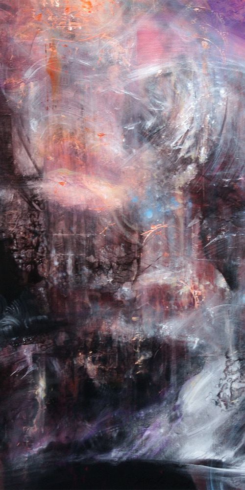 Praying for the journey will never end  Large oniric dreamscape by master Ovidiu Kloska Diaphane light universe traveling by Kloska Ovidiu