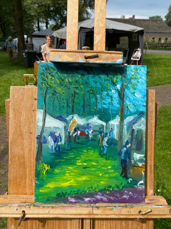 Green glade at art festival