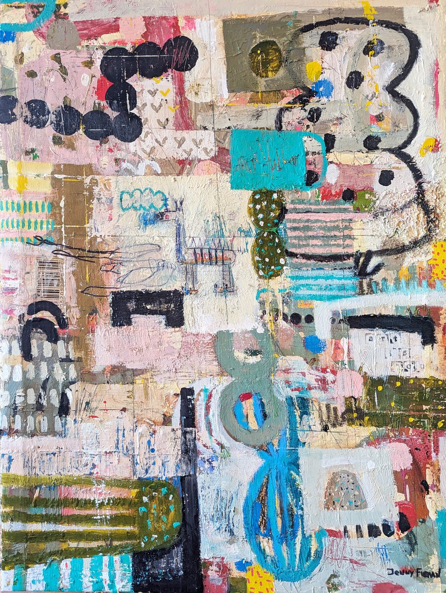 Abstract Painting By Jenny Furman, 24 X 31, Contours Of Memory, Original Artwork