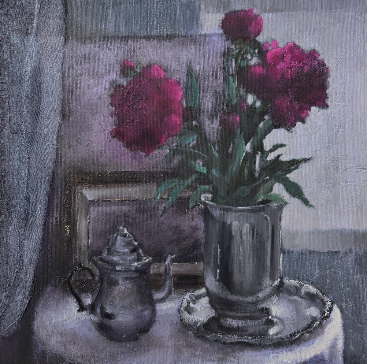 Painting , Peonies Are My Inspiration By Olha Laptieva, 23 X 23, Artwork For Sale On Artfinder