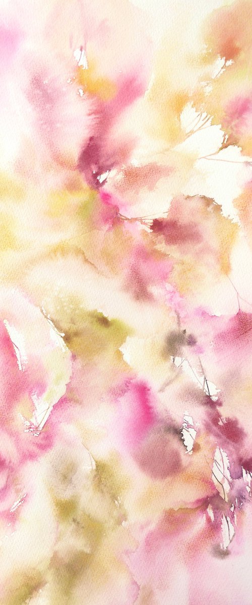 Yellow abstract flowers by Olga Grigo