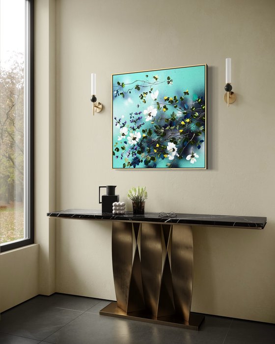 Golden Buds in Turquoise Air