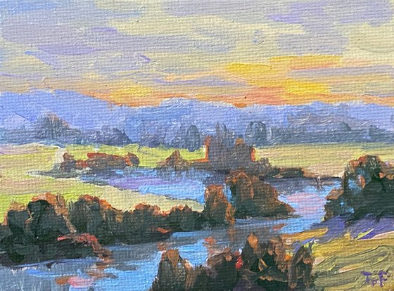 River Bend Sunset Miniature