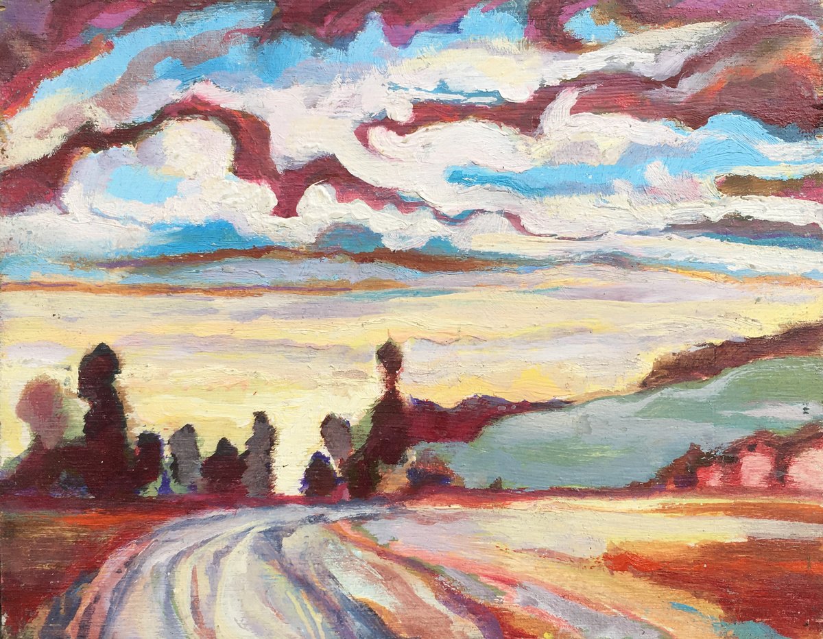 Impressionistic Landscape Oil Painting By Guy Pickford, 10 X 7, Following, Original Artwork