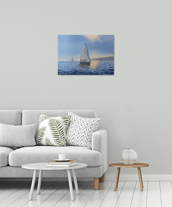 Seascape with Sailboats 55