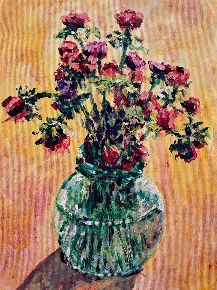  Anemones On Greenish Vase. By Dimitris Voyiazoglou, 17 X 20, Artwork For Sale On Artfinder