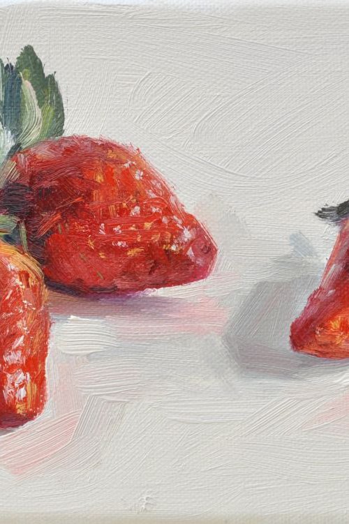 Strawberries on a white background by ANNE BAUDEQUIN