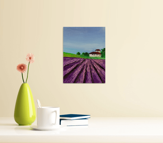 Tuscan lavender landscape - 3 ! Textured oil painting on ready to hang canvas