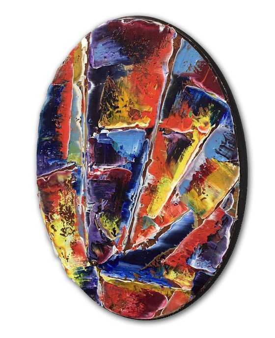 "Chasmic" - Original Commissioned PMS Irregular Shaped Oil Painting On Wood - 11 x 14 inches