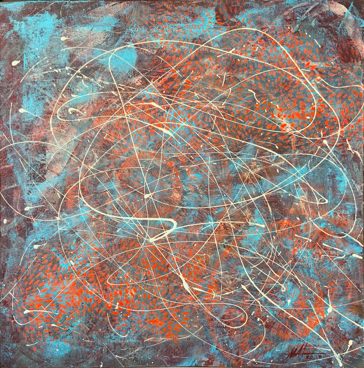 Organic Abstract Acrylic Painting By Anatoliy Menkiv, 24 X 24, The Illusion Of Tomorrow #2, Original Artwork