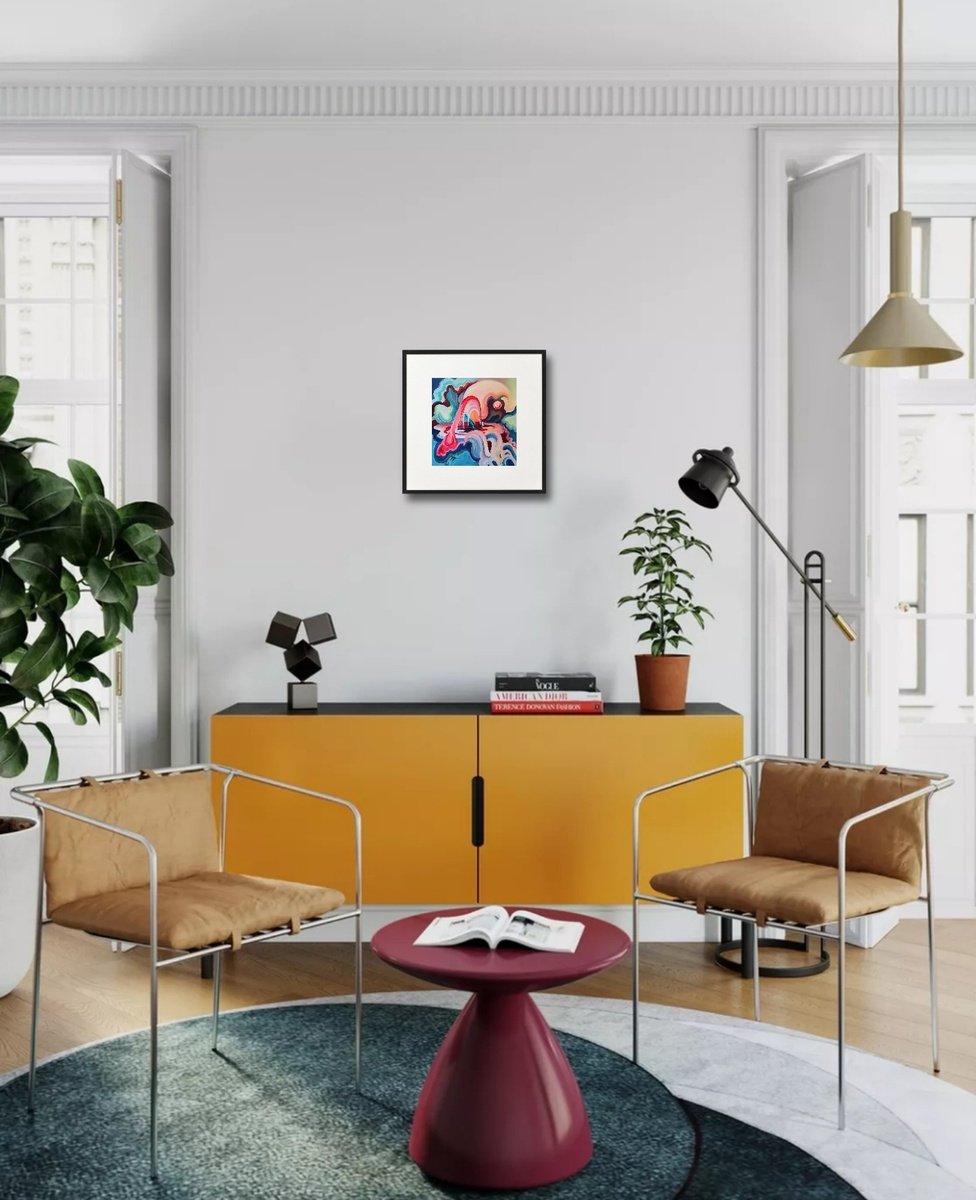 Surrealistic Landscape Acrylic Painting By Tetiana Borys, 11 X 11", Sunset, Original Artwork