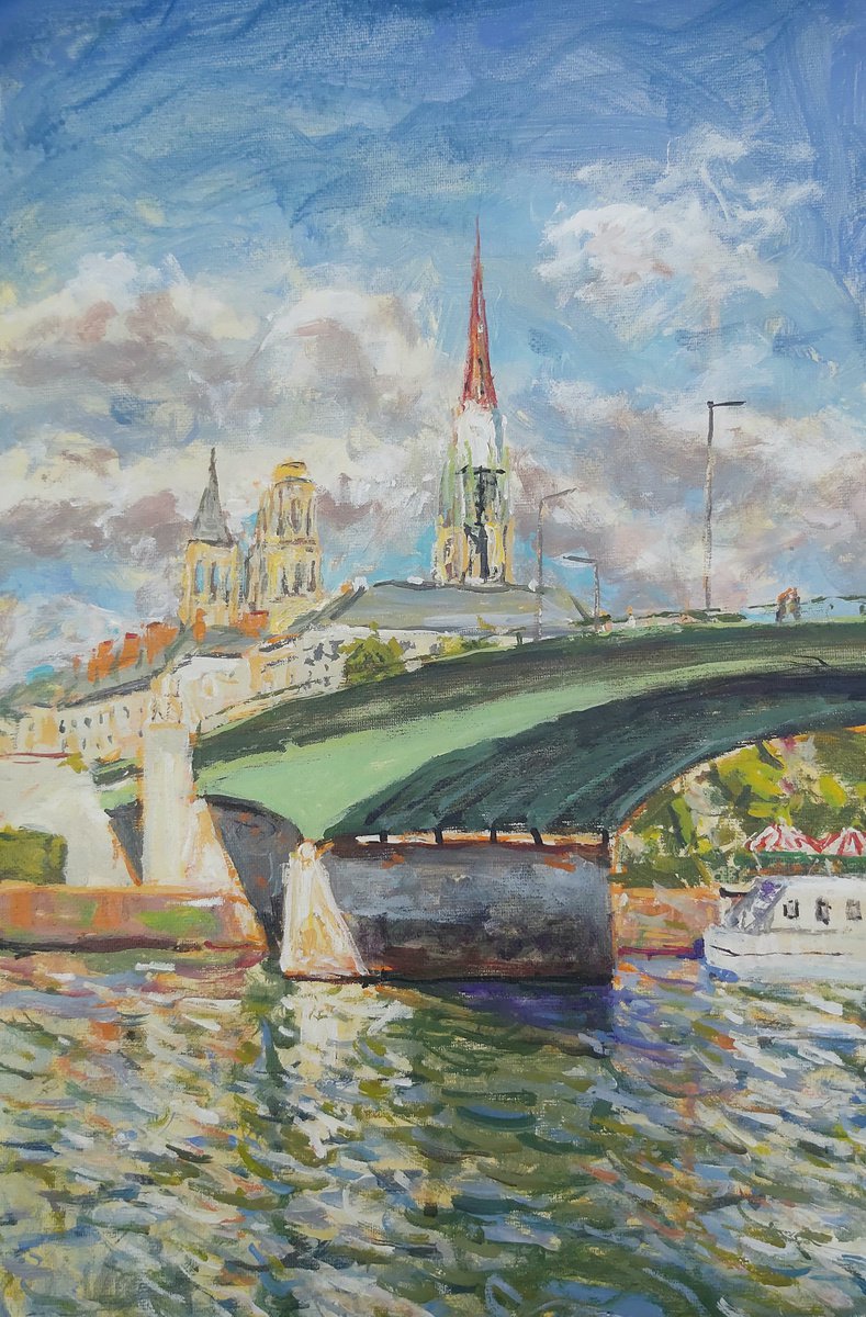 Rouen Bridge and church towers by Dimitris Voyiazoglou