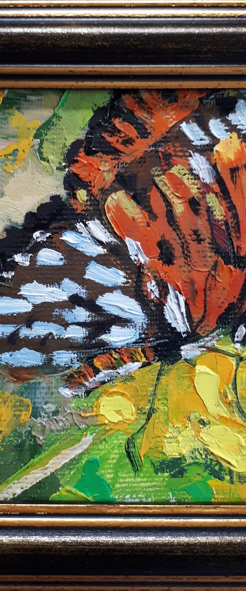 Butterfly #2 IN FRAME / FROM MY A SERIES OF MINI WORKS / ORIGINAL OIL PAINTING by Salana Art Gallery
