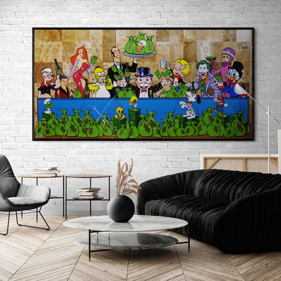 The Supper 240cm x 120cm Money Last Supper Book Page Urban Pop Art