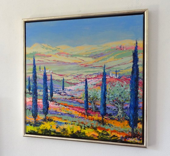 Blue cypresses