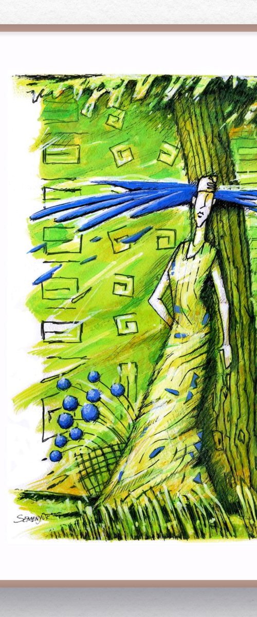 Spring Greenery, Blue Flowers by Evgen Semenyuk