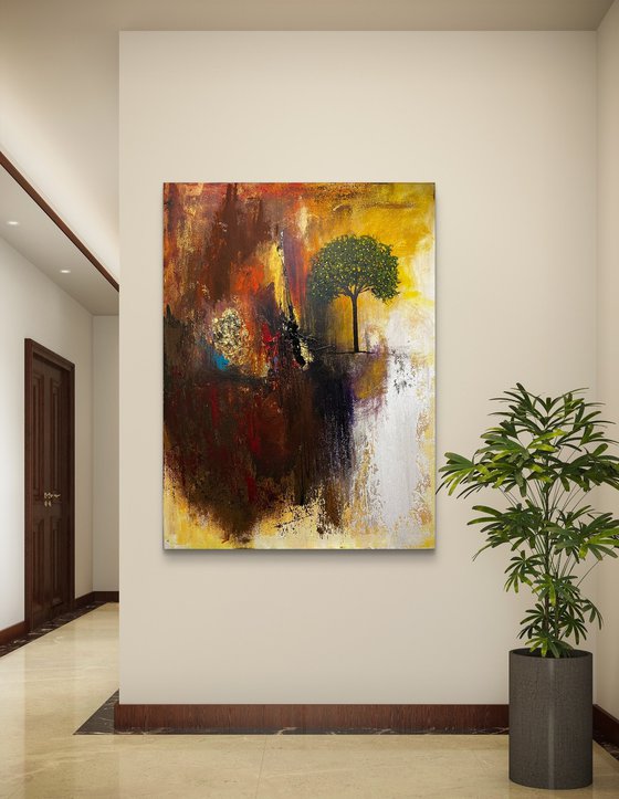 abstract sunset tree neutral