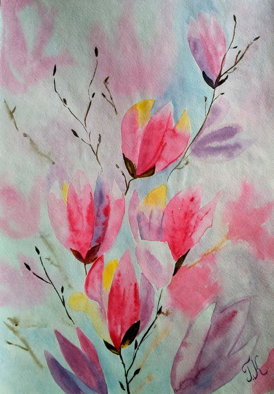 Magnolia original watercolor painting