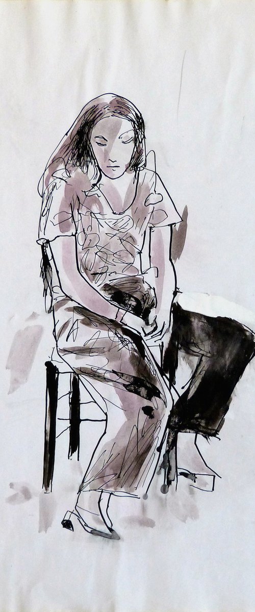 Sitting woman #11 by Frederic Belaubre