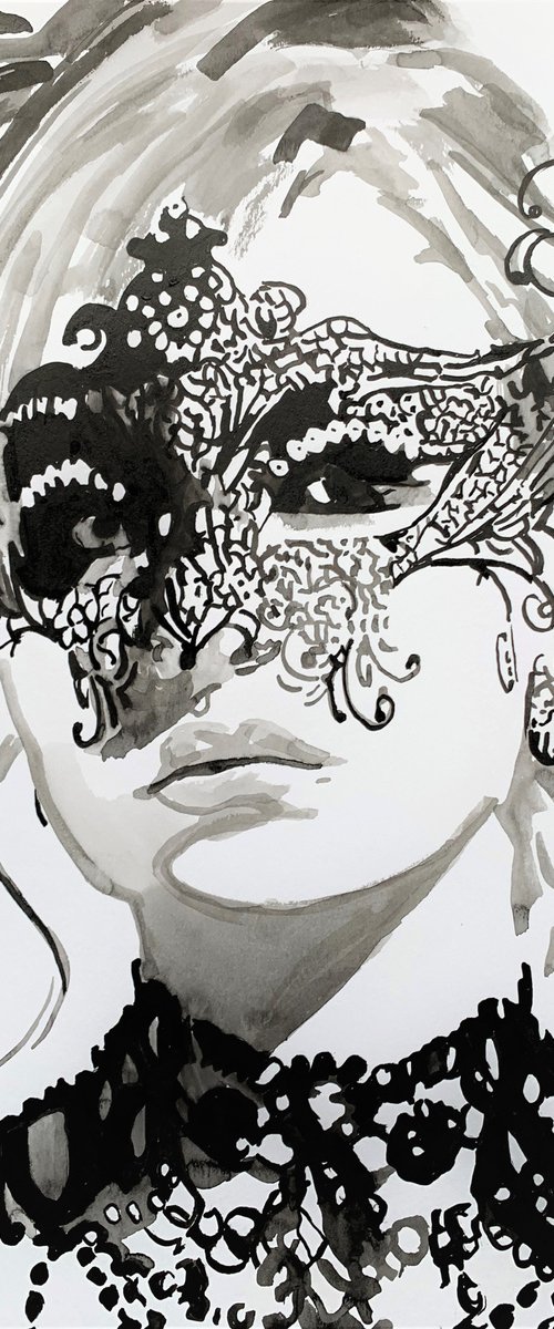 Venetian mask  / 42 X 29.7 cm by Alexandra Djokic