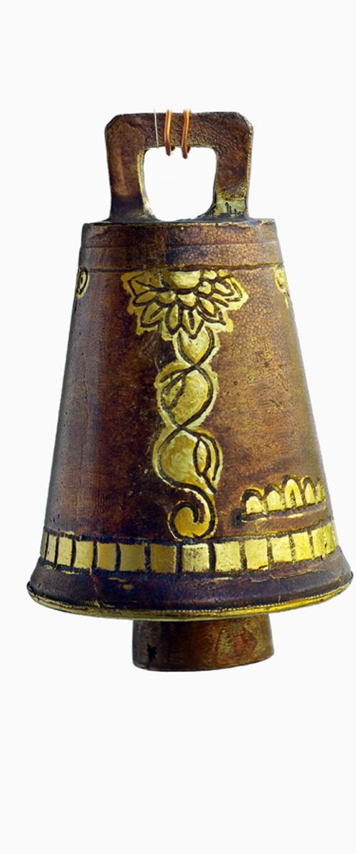 Bronze Bell Sculpture with Floral Elements by Dr Stan