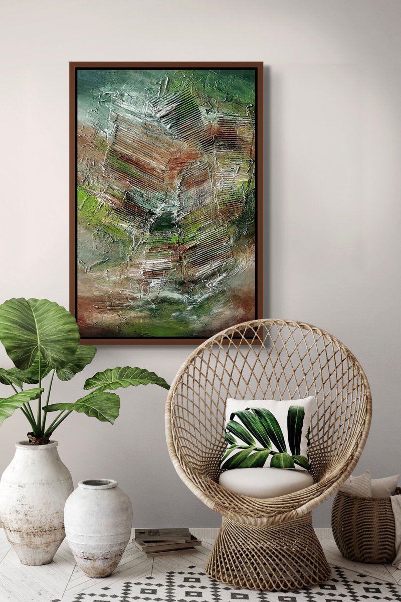 Abstract Acrylic Painting By Alexandra Petropoulou, 28 X 39, Mysterious Forest, Original Artwork